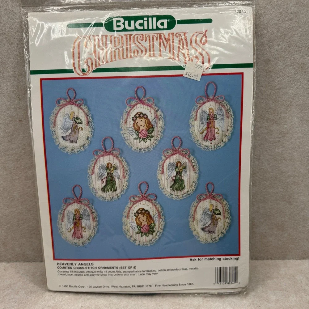 Bucilla Heavenly Angels Cross Stitch Kit White New‎ Vintage Christmas DIY craft
